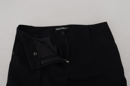 Dolce & Gabbana Black Tapered Women Wool Pants