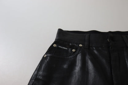 Dolce & Gabbana Black Washed High Waist Skinny Denim Pants