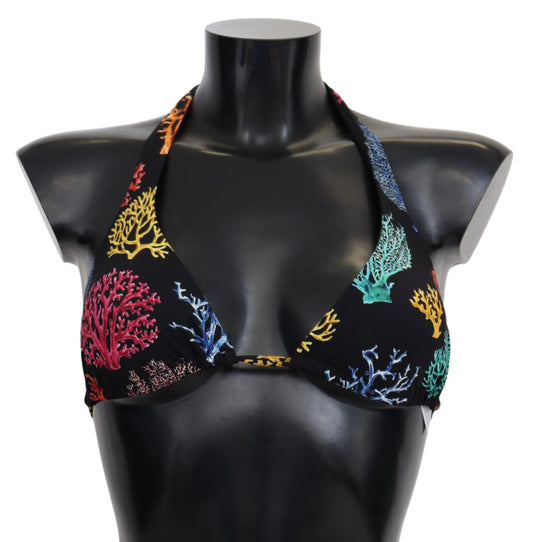 Dolce & Gabbana Chic Coral Print Bikini Top Luxury Swimwear