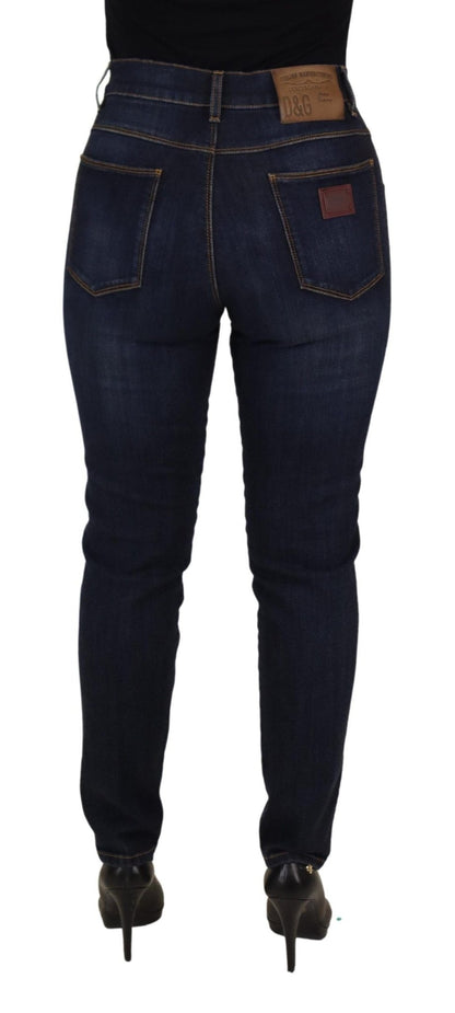 Dolce & Gabbana Blue Cotton High Waist Skinny Denim Jeans