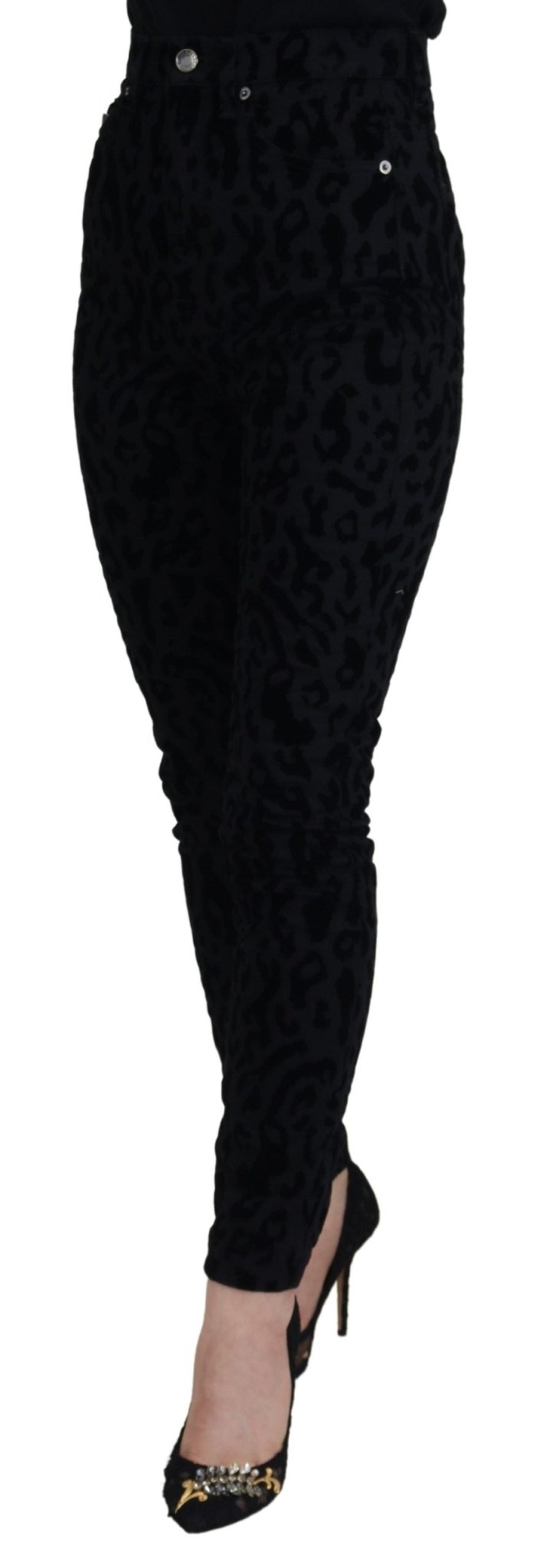 Dolce & Gabbana Black Leopard Skinny Denim Jeans