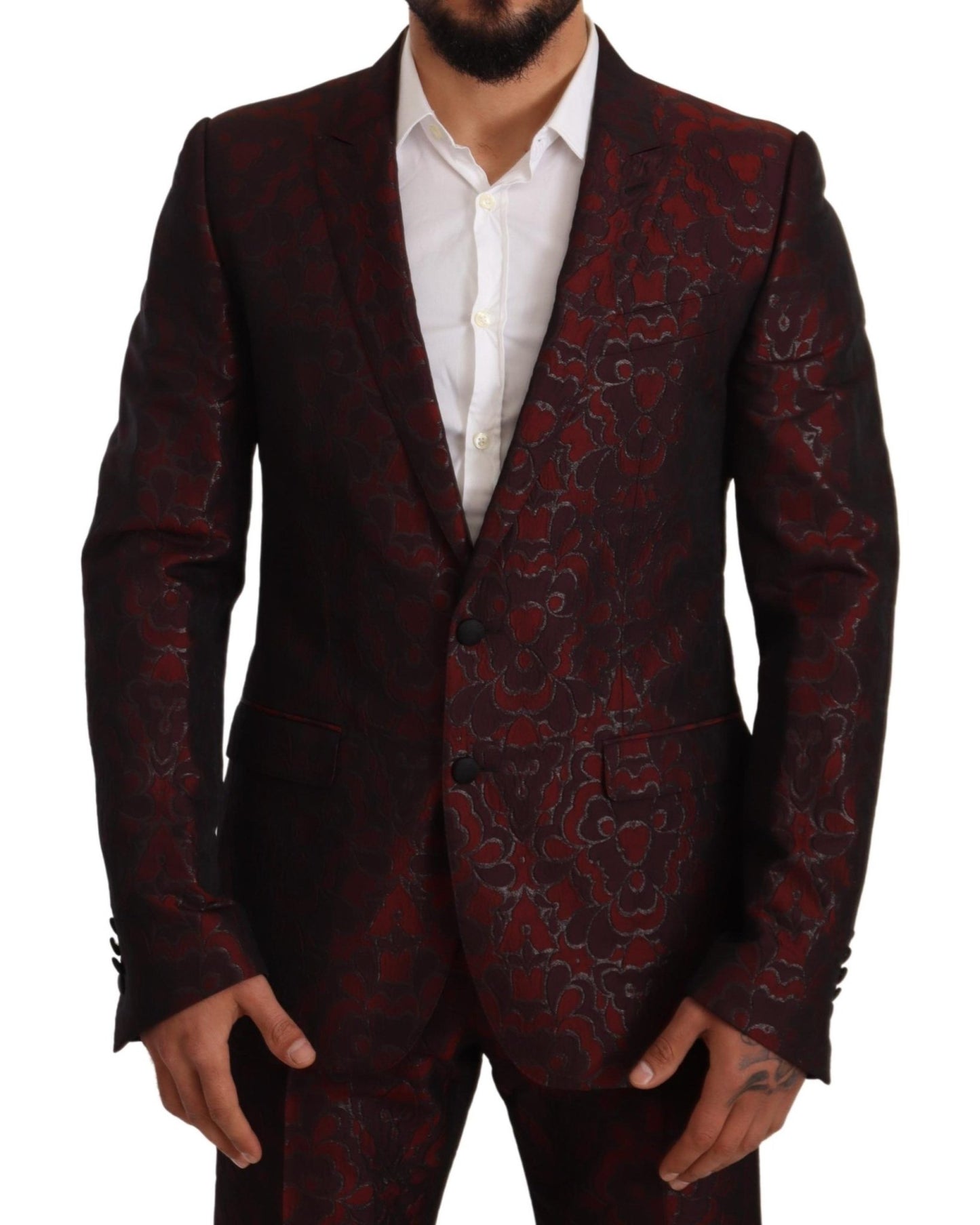 Dolce & Gabbana Elegant Red Martini Three Piece Suit