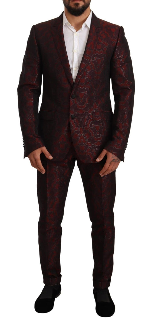 Dolce & Gabbana Elegant Red Martini Three Piece Suit