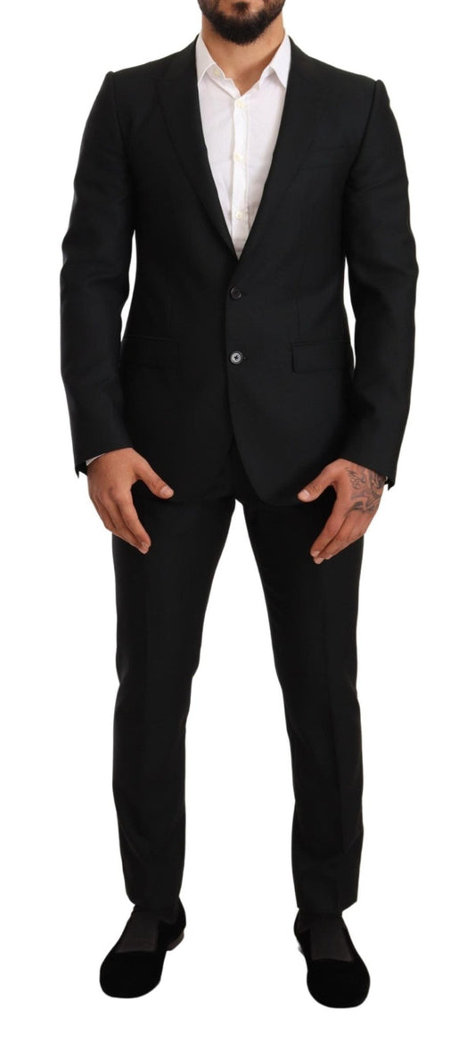 Dolce & Gabbana Sleek Black Virgin Wool Martini Suit