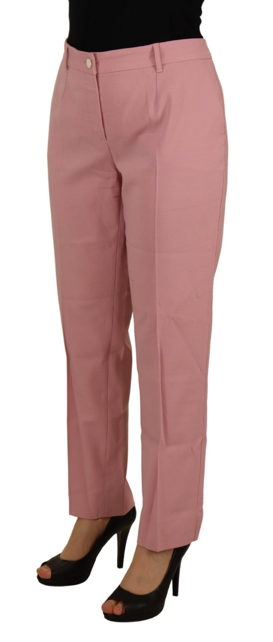 Dolce & Gabbana Pink Mid Waist Straight Leg Trouser Pants