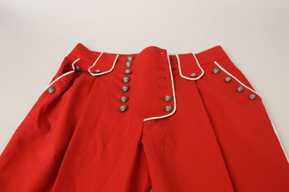 Dolce & Gabbana Red Button Embellished High Waist Pants