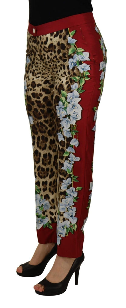 Dolce & Gabbana Multicolor Leopard Flora Printed Mid Waist Trouser Pants