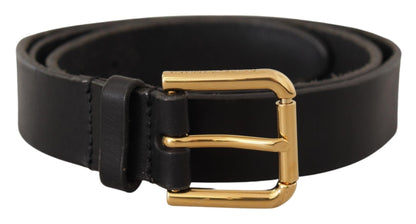 Dolce & Gabbana Brown Classic Leather Gold Metal Buckle Belt