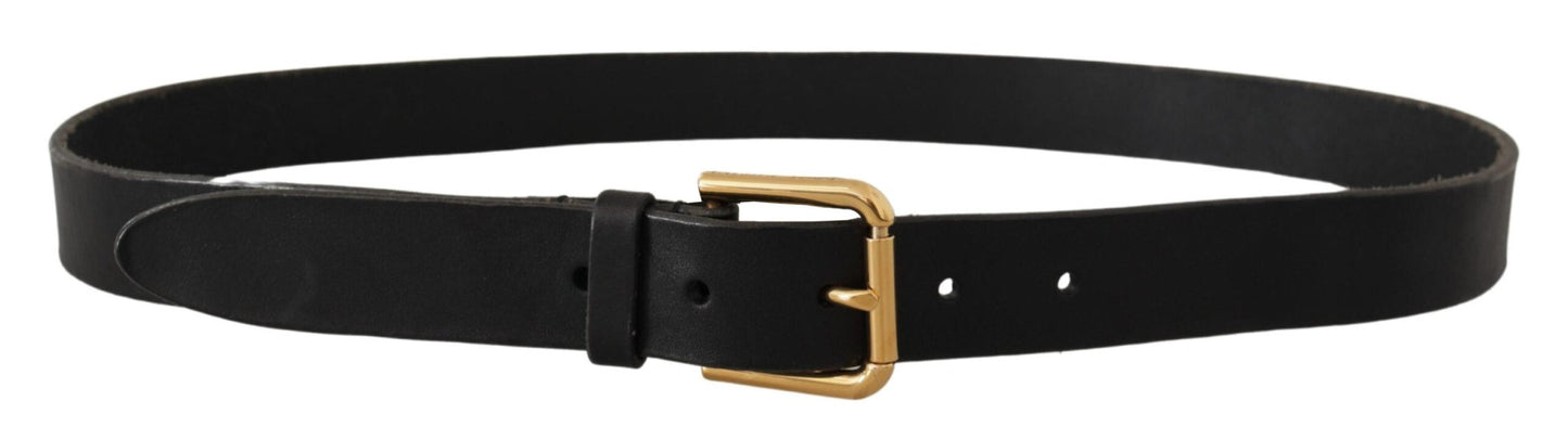 Dolce & Gabbana Brown Classic Leather Gold Metal Buckle Belt