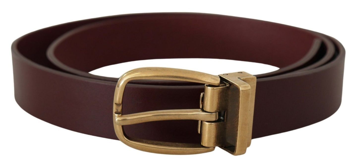 Dolce & Gabbana Brown Leather Classic Gold Metal Buckle Belt