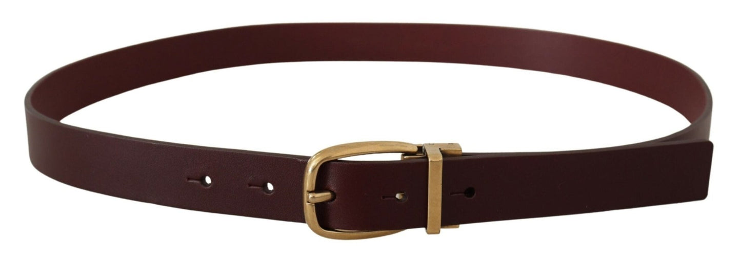Dolce & Gabbana Brown Leather Classic Gold Metal Buckle Belt