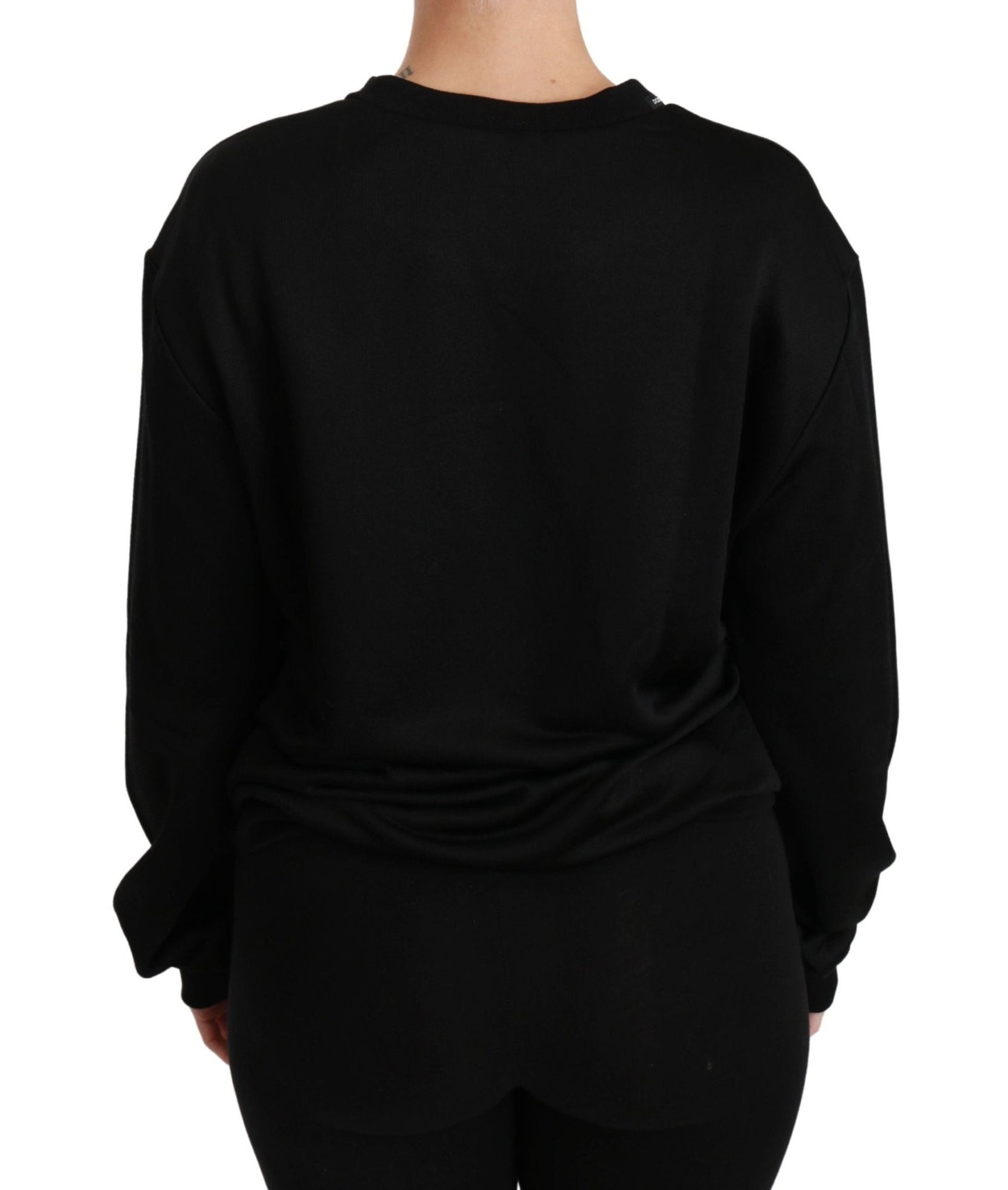 Dolce & Gabbana Elegant Black Cotton Crew Neck Pullover Sweater