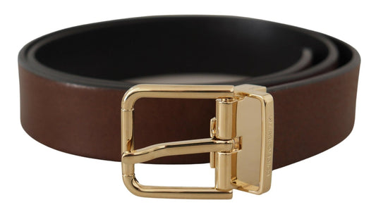 Dolce & Gabbana Elegant Brown Leather Belt with Metal Buckle