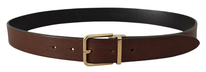 Dolce & Gabbana Elegant Brown Leather Belt with Metal Buckle