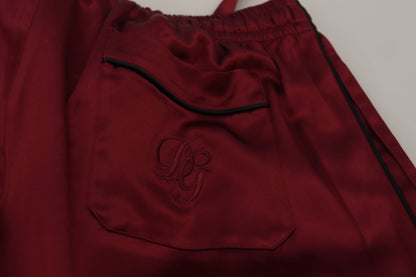 Dolce & Gabbana Bordeaux Silk DG Sleep Lounge Pants