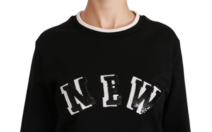 Dolce & Gabbana Chic Black Sequined Cotton Sweater