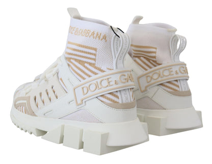 Dolce & Gabbana White Beige Sorrento Sneakers Shoes