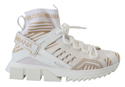 Dolce & Gabbana White Beige Sorrento Sneakers Shoes