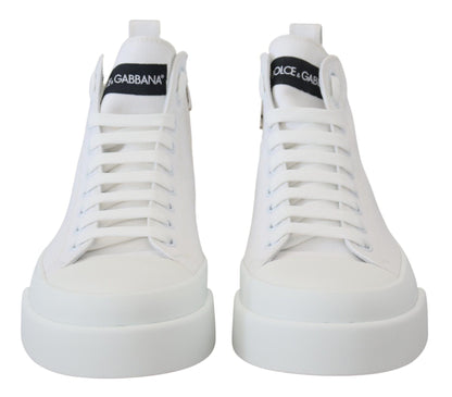 Dolce & Gabbana White Canvas Cotton High Tops Sneakers Shoes