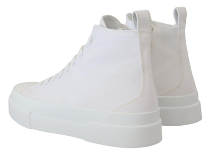 Dolce & Gabbana White Canvas Cotton High Tops Sneakers Shoes