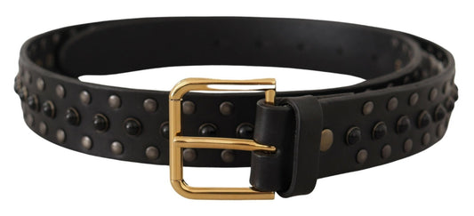 Dolce & Gabbana Elegant Leather Belt with Logo Engraved Buckle