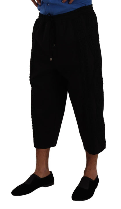 Dolce & Gabbana Black Cotton Torero Sweatpants Shorts Pants