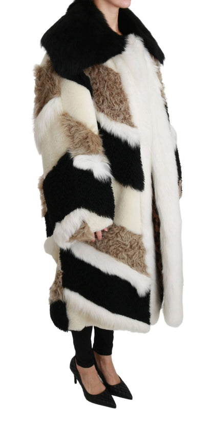 Dolce & Gabbana Elegant Multicolor Shearling Cape Coat