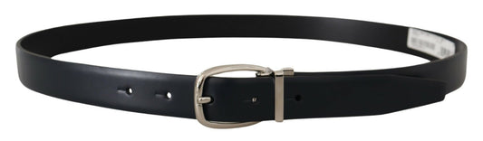 Dolce & Gabbana Elegant Black Leather Belt with Silver Buckle