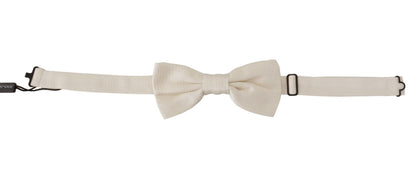 Dolce & Gabbana Elegant Off White Silk Bow Tie
