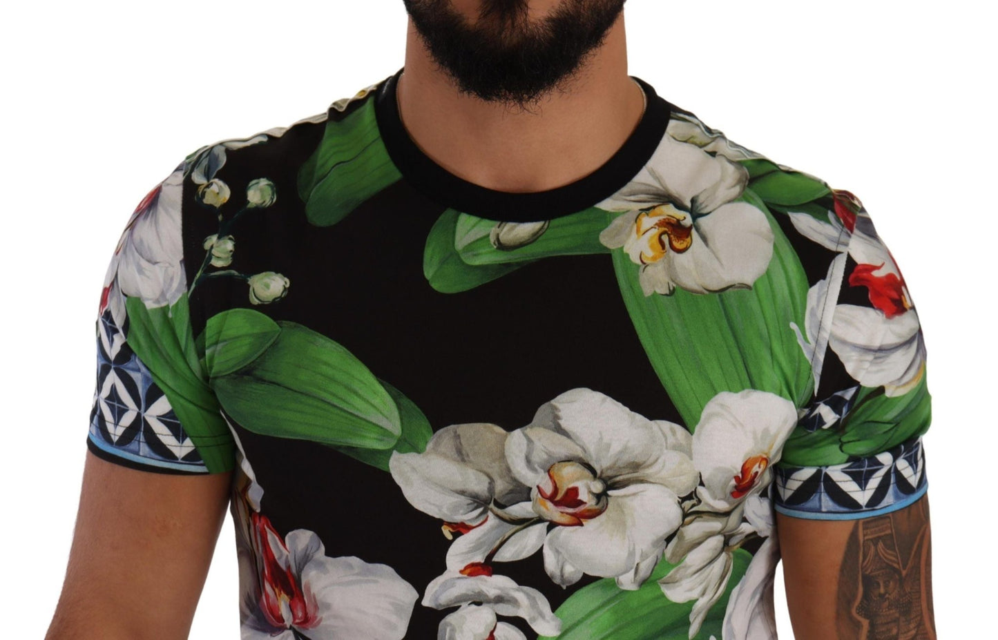 Dolce & Gabbana Black Floral Print Crewneck T-shirt