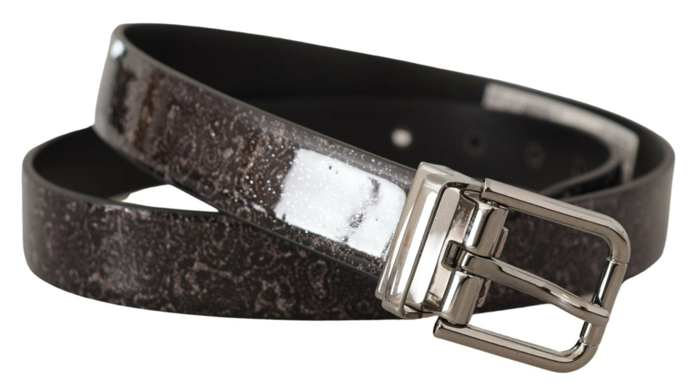 Dolce & Gabbana Black Goccia Glitter Patent Leather Buckle Vernice Belt