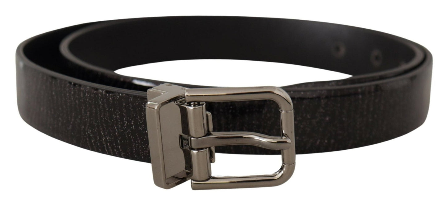 Dolce & Gabbana Black Leather Vernice Metal Buckle Belt