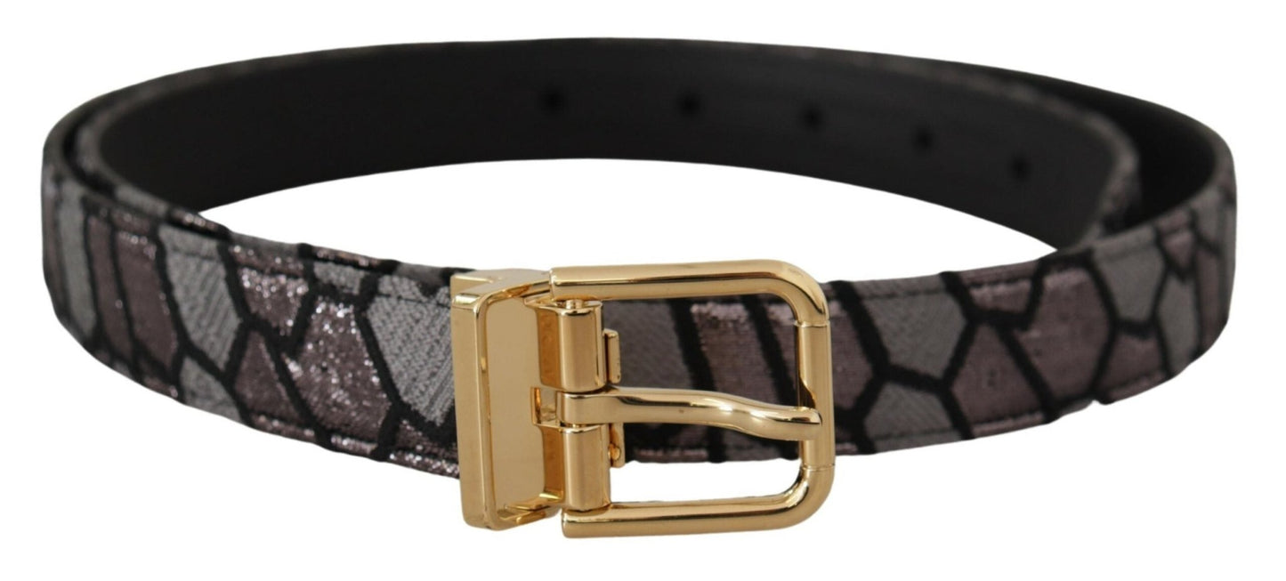 Dolce & Gabbana Multicolor Patchwork Leather Gold Jaquard Belt