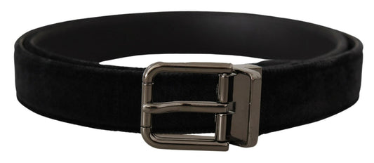 Dolce & Gabbana Elegant Black Leather Belt with Silver Tone Buckle
