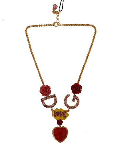Dolce & Gabbana Glamorous Gold Crystal Charm Necklace