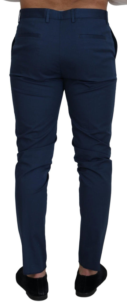 Dolce & Gabbana Blue Stretch Cotton Slim Trousers Chinos Pants