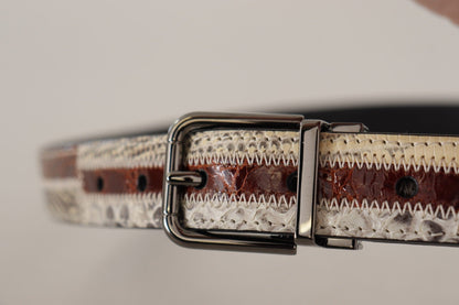 Dolce & Gabbana Multicolor Exotic Leather Patchwork Metal Belt
