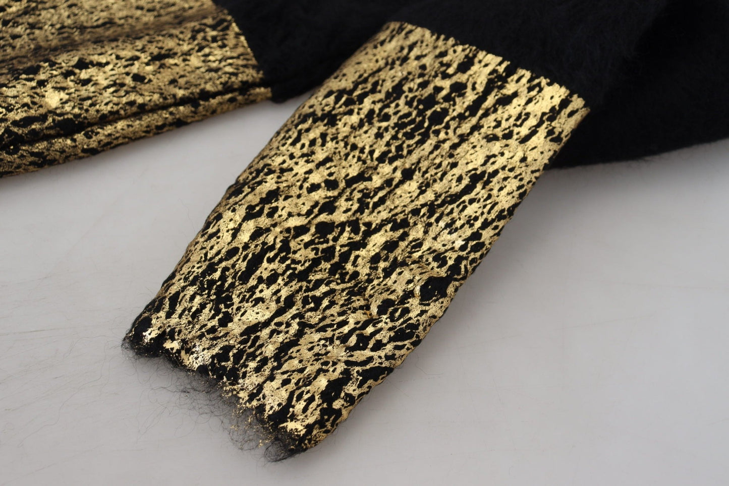 Dolce & Gabbana Black Gold Turtleneck Mohair Pullover Mens Sweater