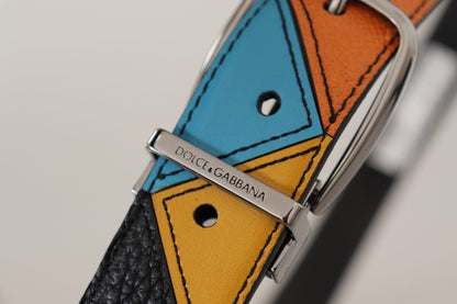 Dolce & Gabbana Elegant Multicolor Leather Belt with Silver Buckle