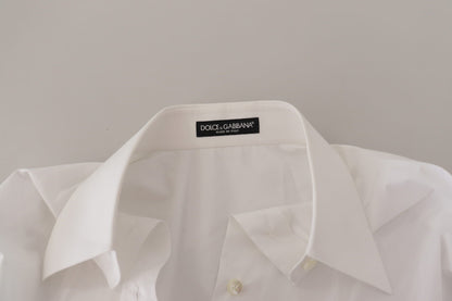 Dolce & Gabbana White Weave Long Sleeves Collared Blouse Shirt