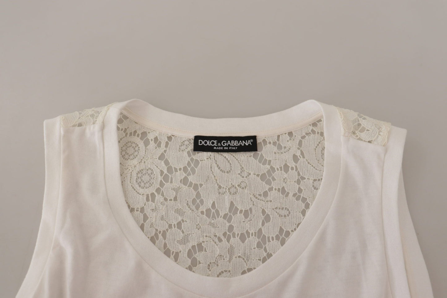Dolce & Gabbana White Embellished Embroidered Print Blouse T-shirt