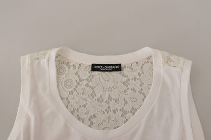 Dolce & Gabbana Elegant White Embellished Sleeveless Tee