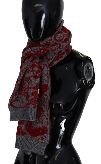 GF Ferre Red Grey Knitted Wrap Warmer Womens Shawl Scarf