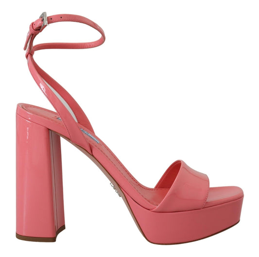 Prada Chic Pink Patent Leather Platform Sandals