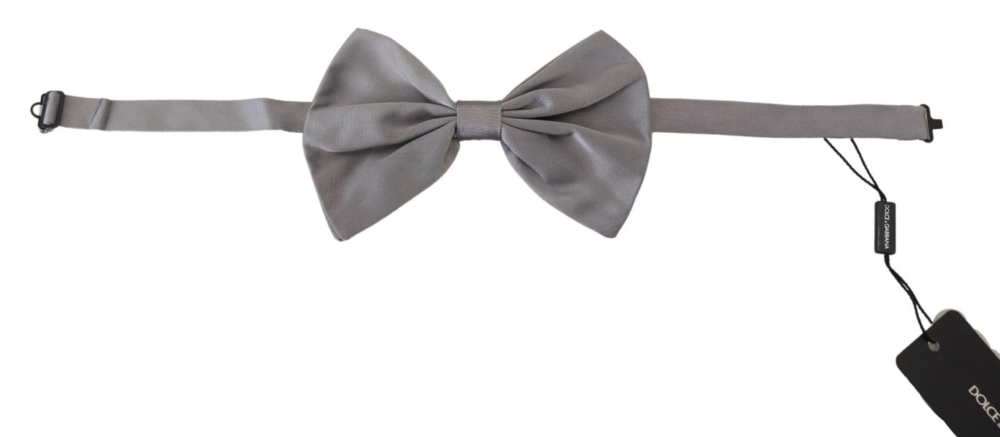 Dolce & Gabbana Elegant Silver Gray Silk Bow Tie