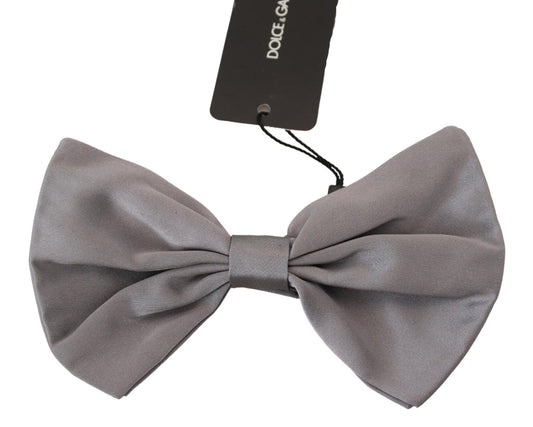 Dolce & Gabbana Elegant Silver Gray Silk Bow Tie