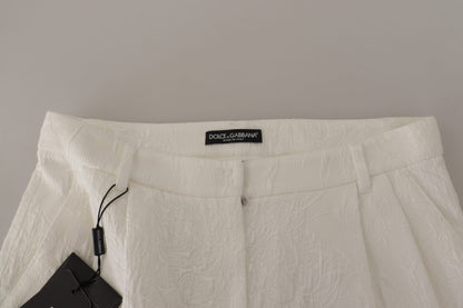 Dolce & Gabbana White High Waist Culotte Cotton Shorts
