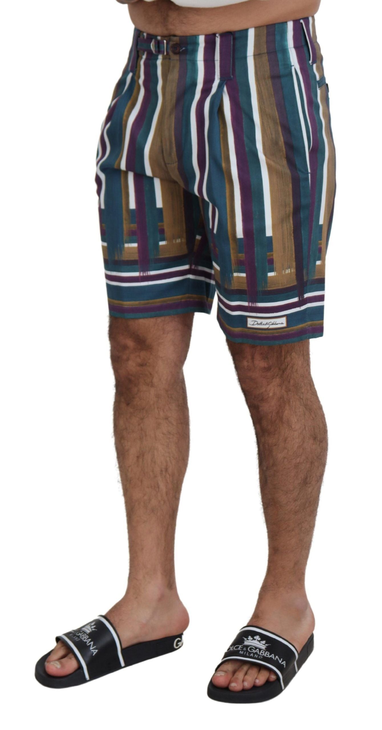 Dolce & Gabbana Multicolor Striped Stretch Cotton Shorts