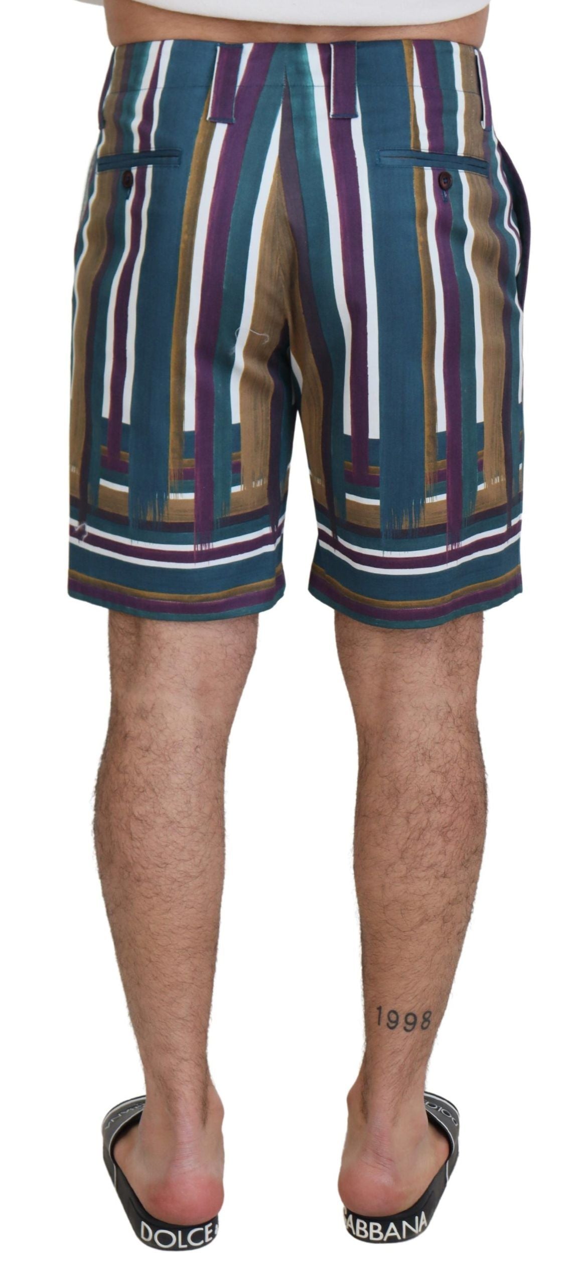 Dolce & Gabbana Multicolor Striped Stretch Cotton Shorts
