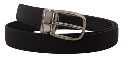Dolce & Gabbana Elegant Grosgrain Leather Belt with Silver Buckle